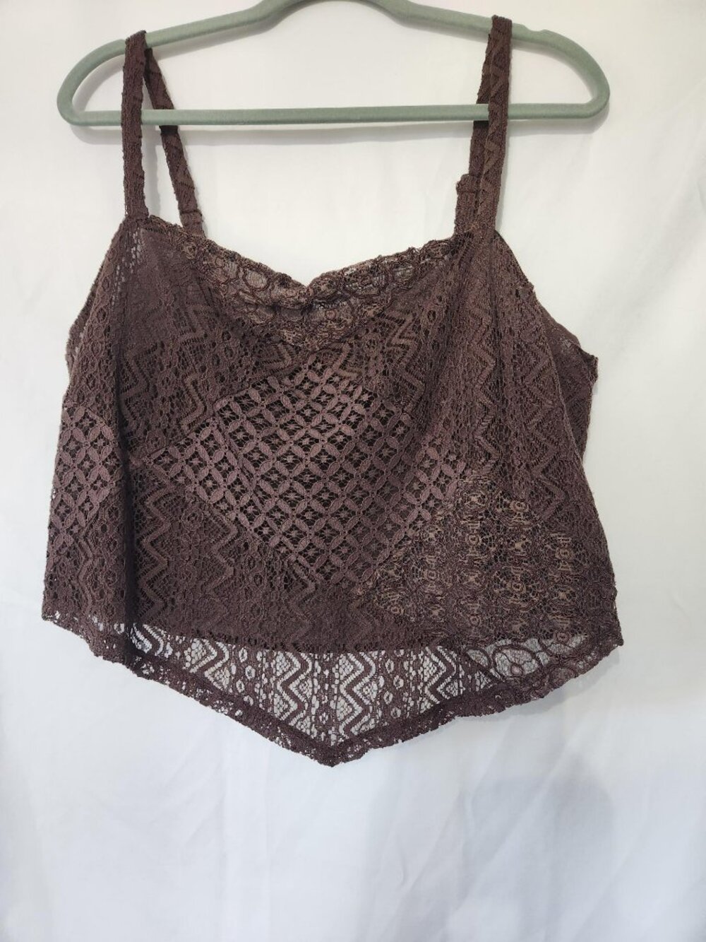 NWT Torrid Festi Handkerchief Lace Mix Cami French Roast Size 1